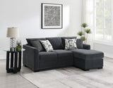 Storey dark grey upholstered sleeper sectional chaise sofa front view