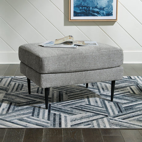 Hazela Charcoal Chevron Chenille Ottoman front angle view