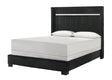 Gennro Black Velvet Upholstered Queen Panel Bed front view