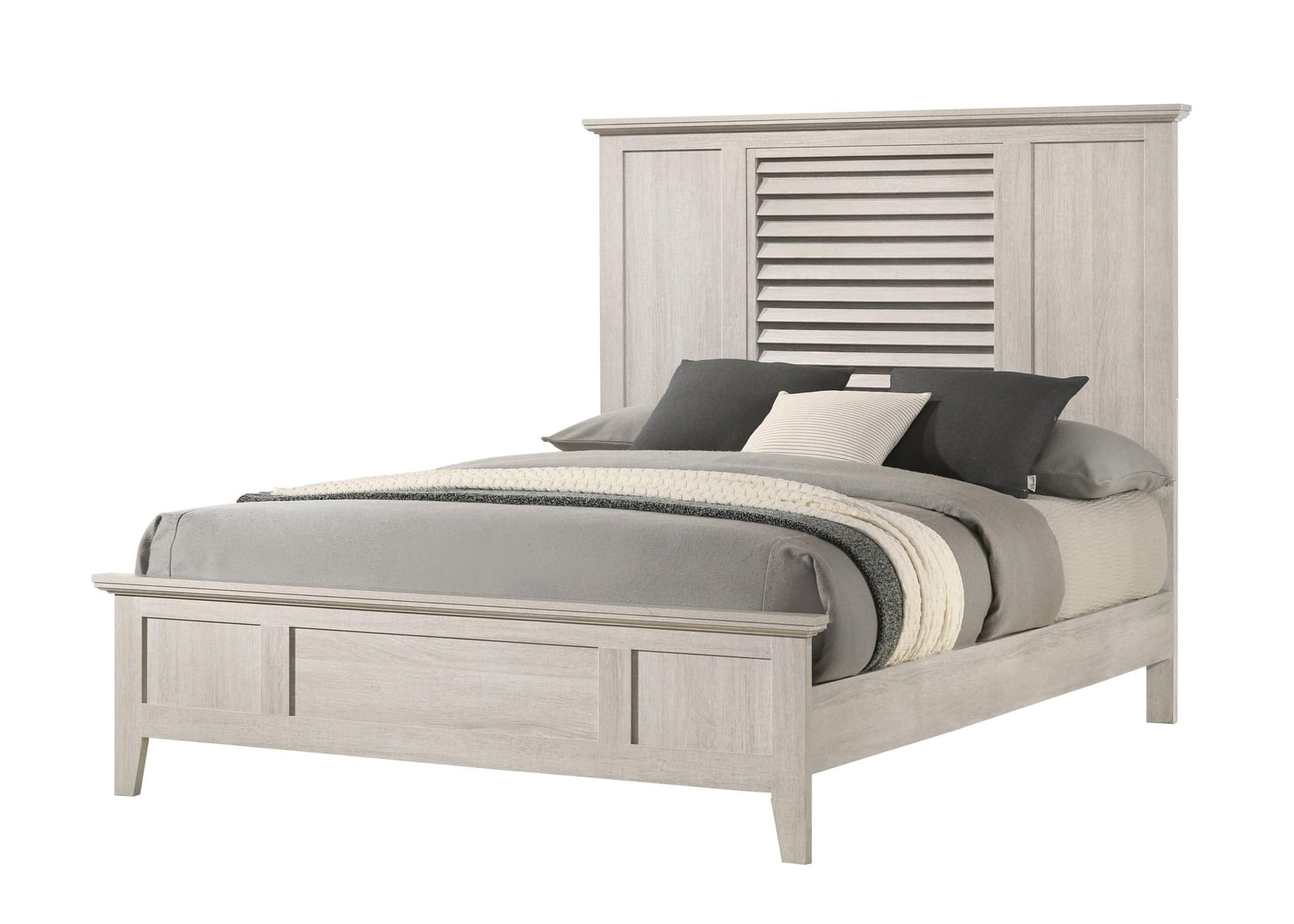 Sarter White Panel Queen Bed front angle