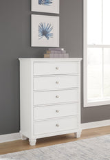 Fortman White Chest of Drawers front view
