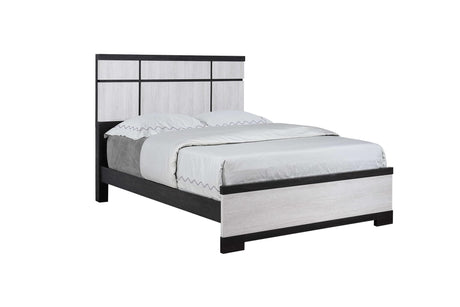 Remington Black White Modern Queen Panel Bed frontal view