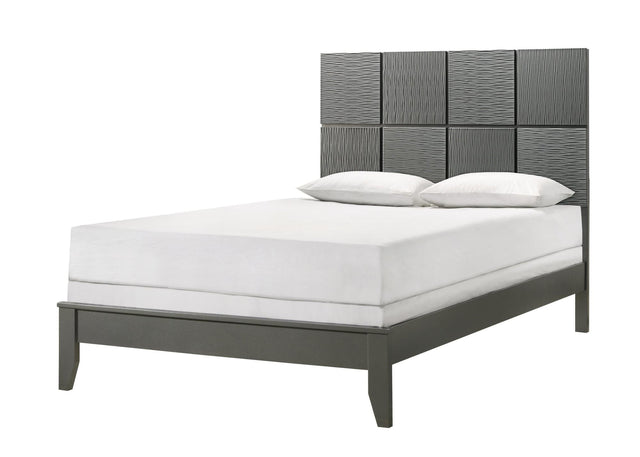 Denker Gunmetal Modern Panel Queen Bed front view