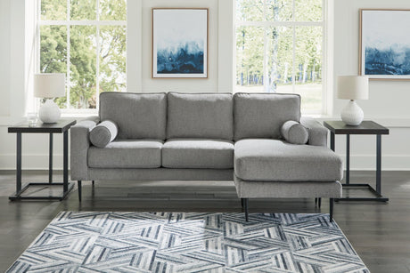 Hazela Charcoal Chenille Sofa Chaise front view