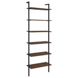 Gors modern wall bookcase in brown and black full front view