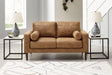 Telora Caramel Microfiber Loveseat front angle view