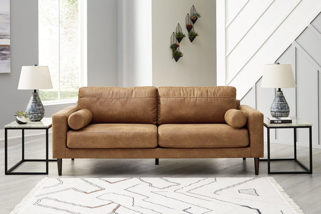 Telora Caramel Microfiber Sofa front main view