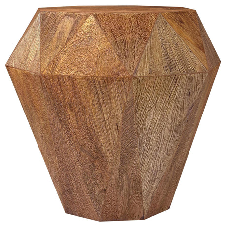 Jacinto octagonal mango wood side table natural brown front angle