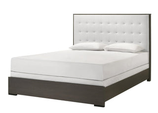 Sharpe Gray and White Upholstered Tufted Queen Bed, front view