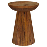 Aureo round mango wood accent side table wild honey front view