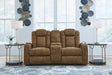 Wolfridge Brindle Faux Leather Power Reclining Loveseat front view