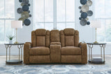 Wolfridge Brindle Faux Leather Power Reclining Loveseat front view