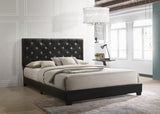 Ridenhour Black Faux Leather Tufted Platform Twin Bed front view