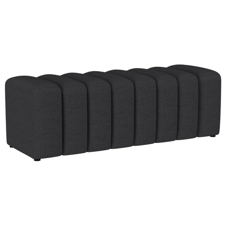 Summer Upholstered Tufted Accent Bench charcoal fabric front view