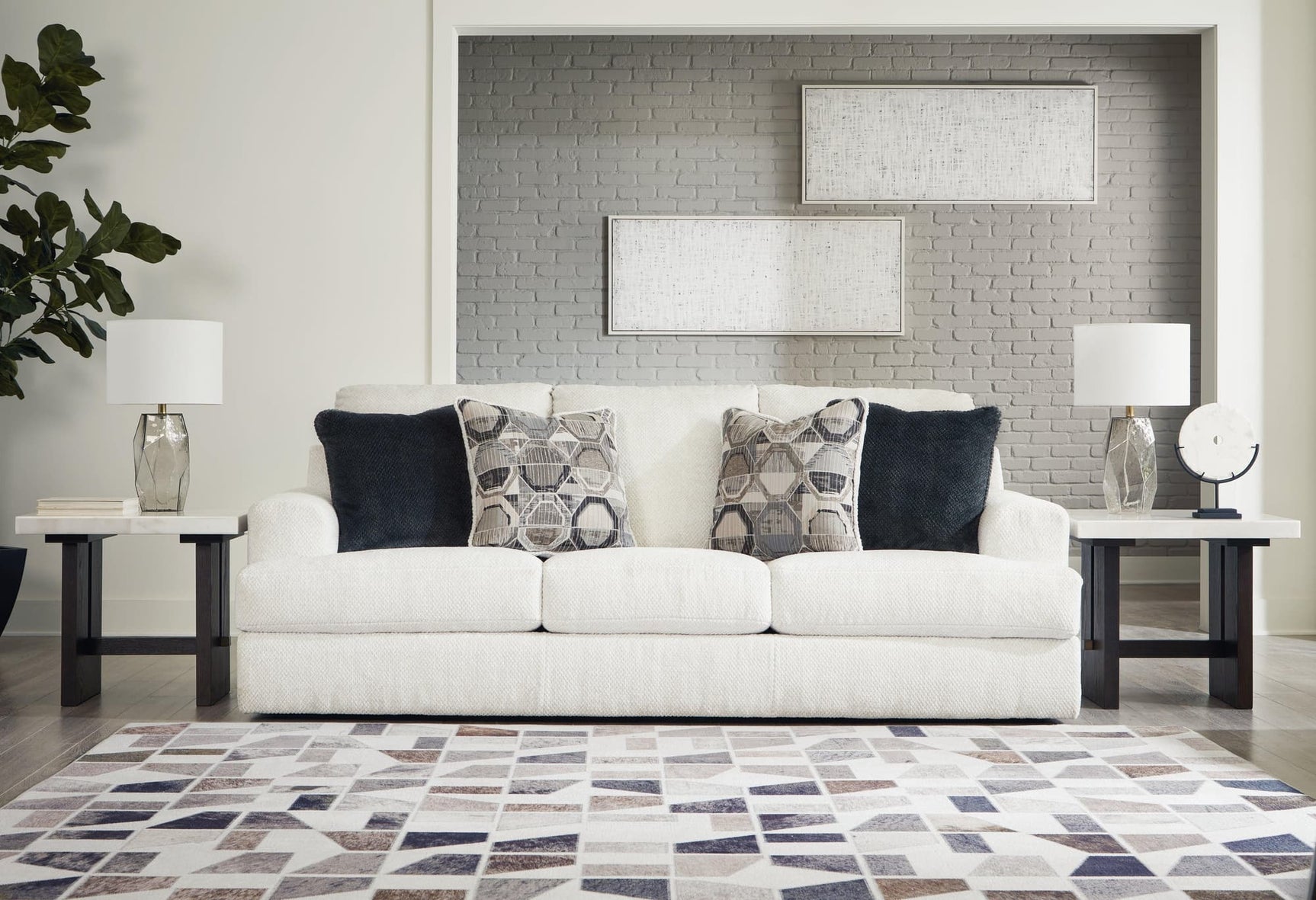 Front view of Karinne Linen Velvet Sofa in velvet upholstery