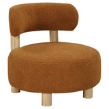 Zonie Orange Boucle Upholstered Barrel Back Accent Chair angled front view