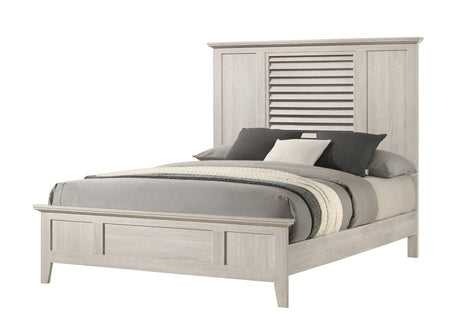 side view of Sarter White Panel King Bed in white finish