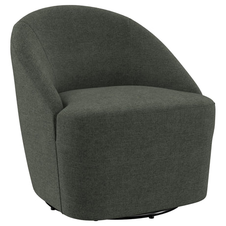 Leon Upholstered Barrel Accent Swivel Chair Hunter Green front view