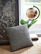 Front view of Edelmont Black and Linen Striped Pillow