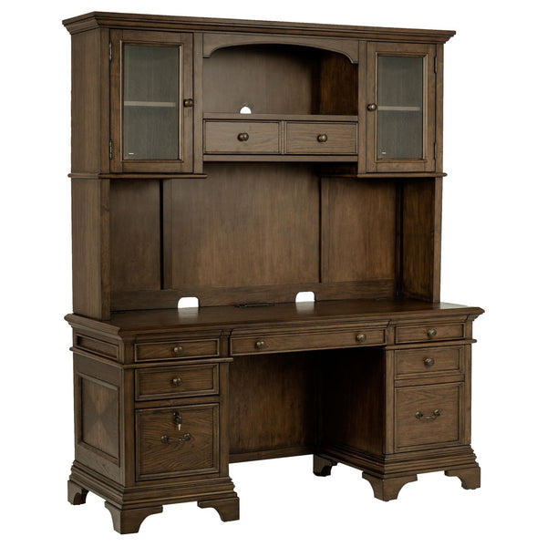Hartshill Credenza with Hutch in burnished oak front view