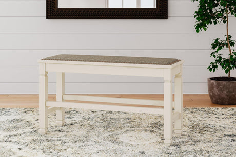 Bolanburg two-tone counter height dining bench angled side view
