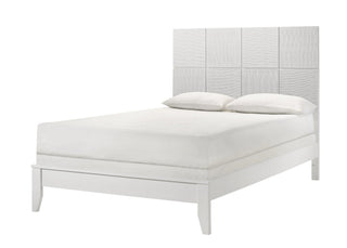 Denker Evan White Solid Wood King Bed front angle view