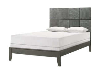Denker Gunmetal Solid Wood King Panel Bed front view