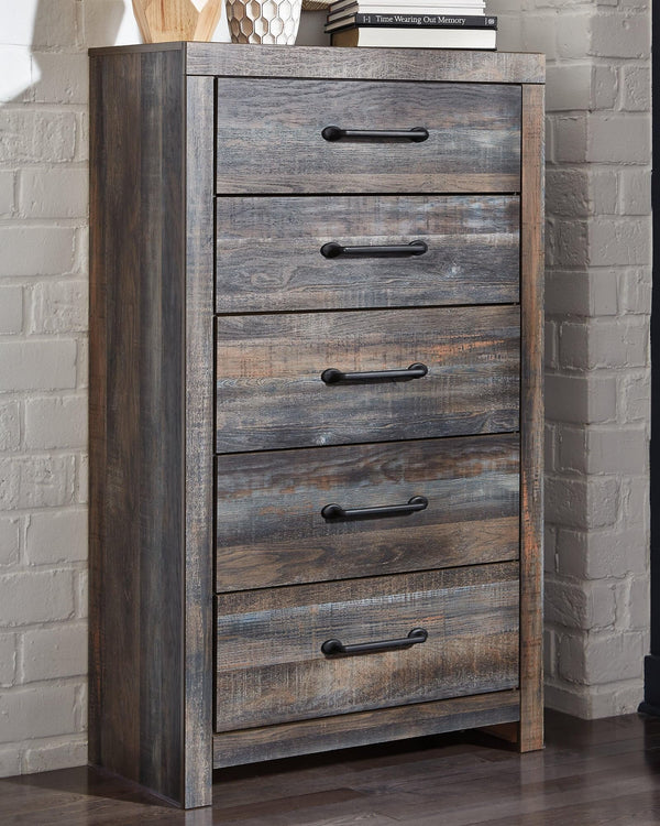 Drystan Multi Chest of Drawers showing front angle with rustic multi-tone finish
