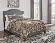 Adelloni gray upholstered platform queen bed front angle