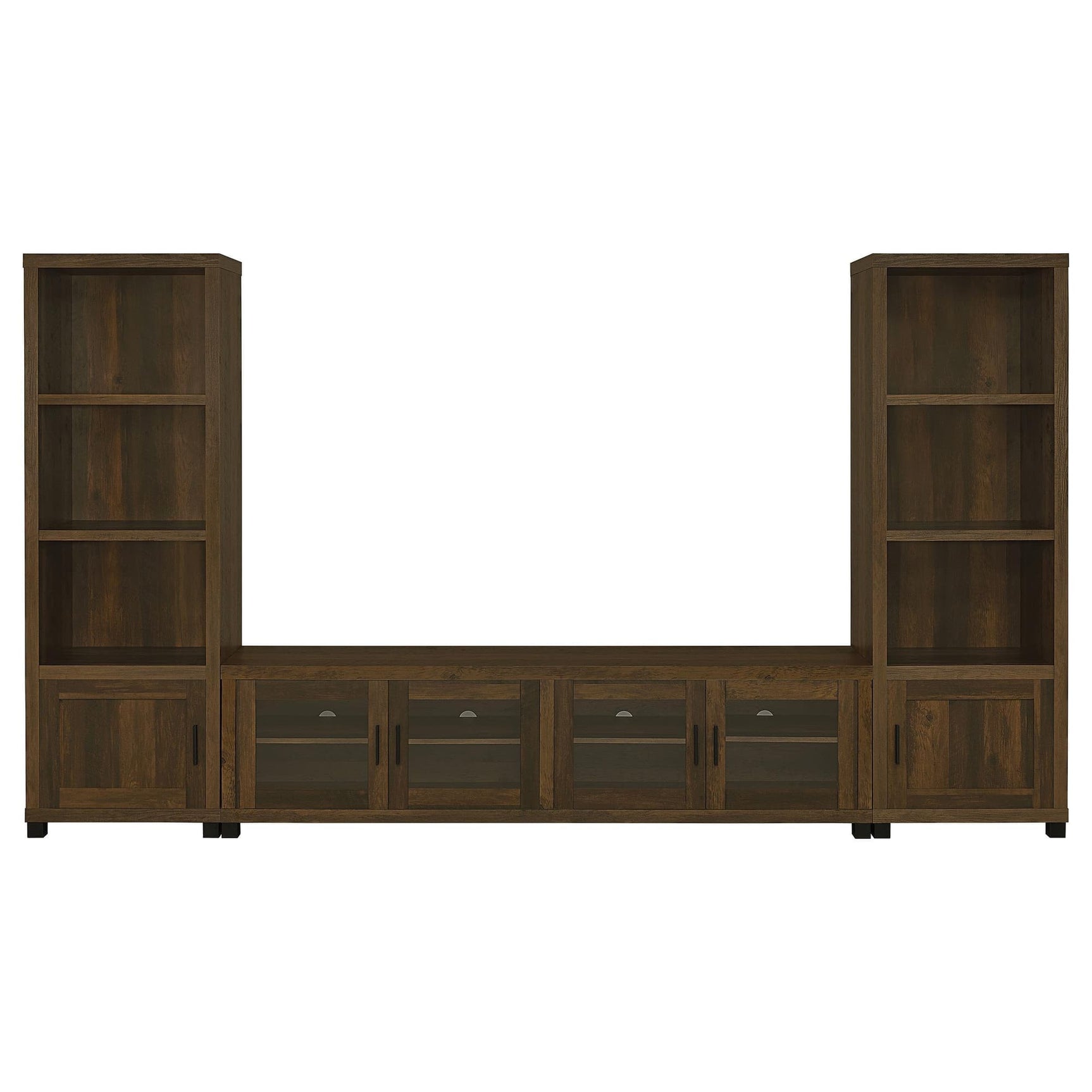 Sachin 3-piece 79 inch dark pine TV entertainment center front view