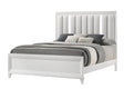 Cressida White Velvet Upholstered King Bed angled view