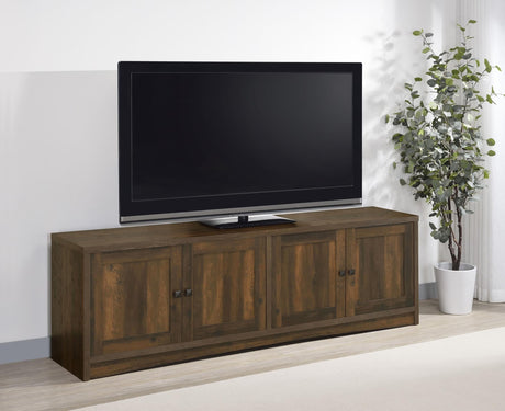 Laughlin 78" dark pine 4-door TV stand front angle