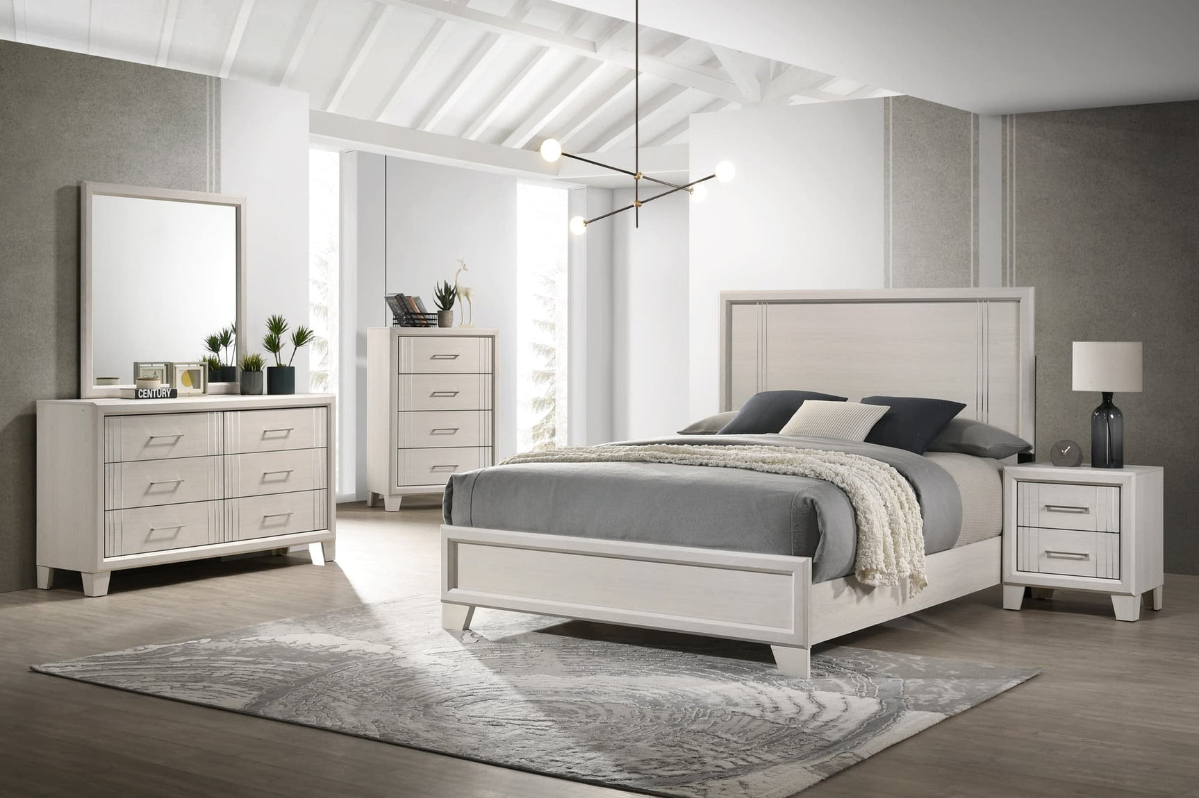 Charlie Cream Panel Bedroom Set king size bed main view