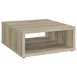 Frisco Square Coffee Table front view showing distressed pine finish