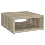Frisco Square Coffee Table front view showing distressed pine finish