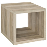 Frisco Square Engineered Wood Side End Table Distressed Pine front view