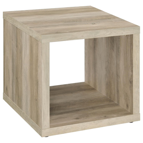 Frisco Square Engineered Wood Side End Table Distressed Pine front view