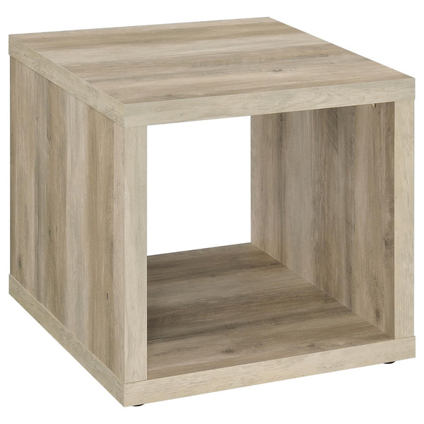 Frisco Square Engineered Wood Side End Table Distressed Pine front view