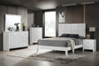 Denker Evan White Paneled Bedroom Set king bed front view
