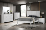 Denker Evan White Paneled Bedroom Set king bed front view