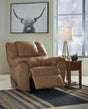 Ashley Saddle Brown Faux Leather Rocker Recliner front view