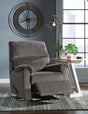 Nerviano Gray Zero Wall Recliner with metal frame and polyester upholstery front view