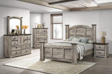 Ella Mae Gray four poster bedroom set main view showing bed and nightstand