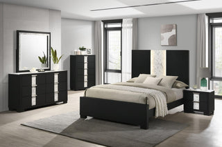 Rangley Black LED Panel Bedroom Set bed main view