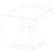 Jenny glass top stainless steel chrome side end table viewed from front angle