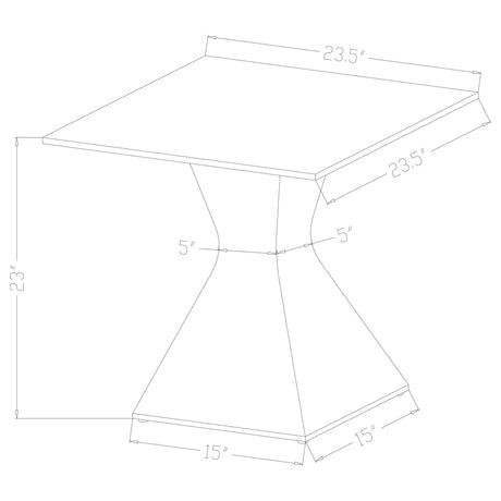 Jenny glass top stainless steel chrome side end table viewed from front angle