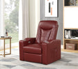 Madison red bonded faux leather power recliner angled view