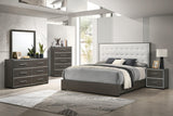 Sharpe Gray White Fabric Upholstered Tufted Bedroom Set bed main view