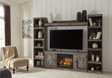 Wynnlow Gray 4-Piece Entertainment Center with Electric Fireplace front view