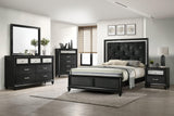 Lila Black Velvet Tufted Upholstered Bedroom Set main view bed